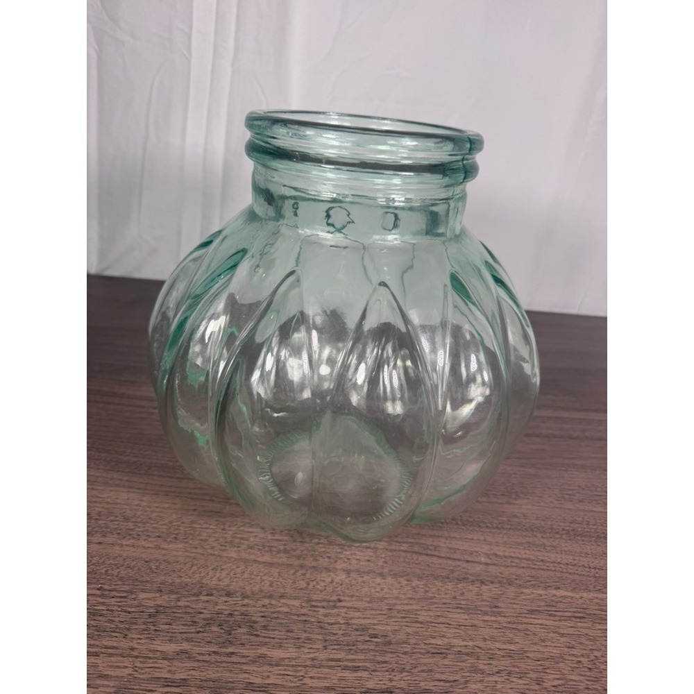 Vintage Green Glass Pumpkin‎ Jar Anchor Hocking Candy Dish Planter